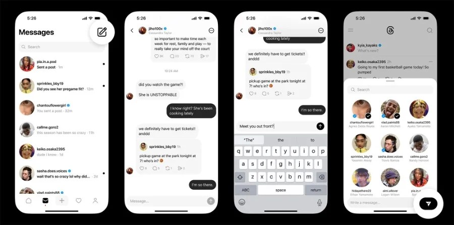 threads implementa messaggi privati