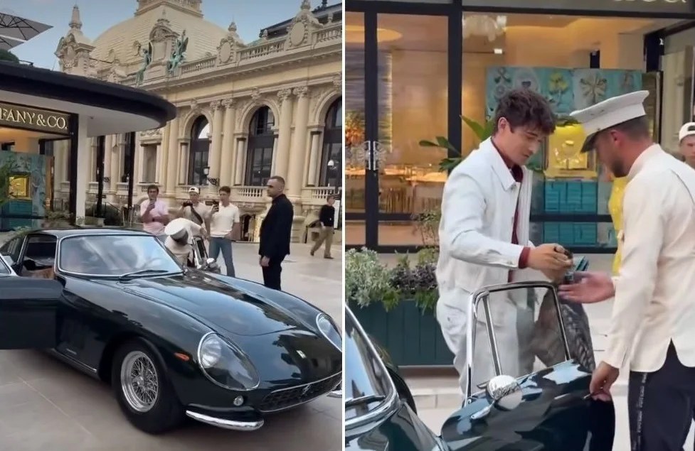 charles leclerc avvistato a monaco con ferrari 275 gtb