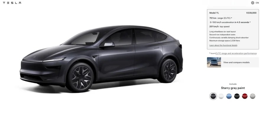 tesla model yl versione lunga cina debutto prezzo